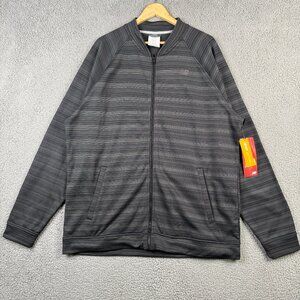 New Balance Jacket Mens 2XL Gray Striped Bomber Midweight NB DRY Full Zip NWT